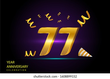 77 Years Anniversary Celebration Vector Template Design Illustration