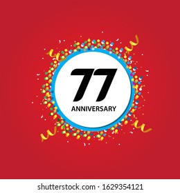 77 Years Anniversary Celebration Vector Template Design Illustration
