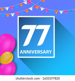 77 Years Anniversary Celebration Vector Template Design Illustration