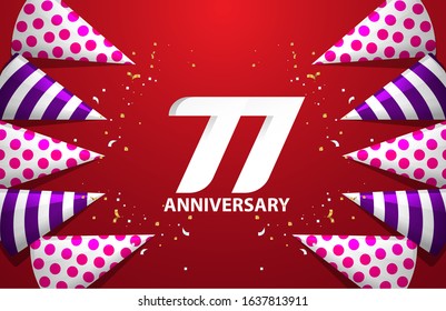 77 Years Anniversary Celebration Vector Template Design Illustration