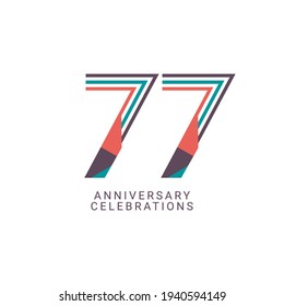 77 Years Anniversary Celebration Vector Template Design Illustration