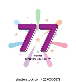 77 Years Anniversary Celebration Vector Template Design Illustration