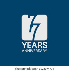 77 years anniversary design blue color with white square for company celebration 