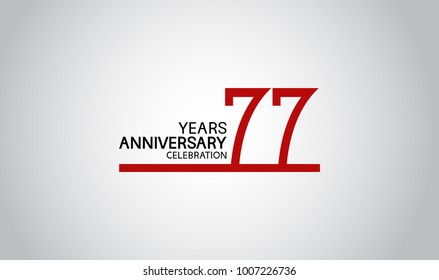 77 years anniversary design with simple line red color isolated on white background for celebration