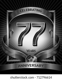 77 years anniversary design template for invitation, advertising, banner, vector design