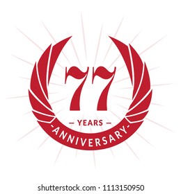 77 years anniversary. Elegant anniversary design. 77 years logo.