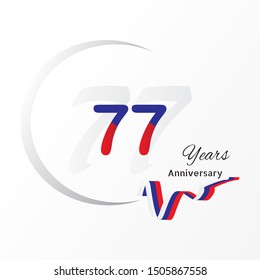 77 years anniversary linked logotype with red color isolated on white background for company celebration event
