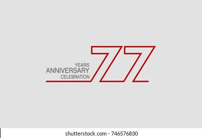 77 years anniversary linked logotype with red color isolated on white background for company celebration event