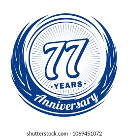 77 years anniversary. Anniversary logo design. 77 years logo.