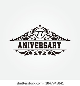 77 years anniversary logo template. Vector and illustration