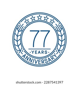 77 years anniversary logo template. 77th line art vector and illustration.