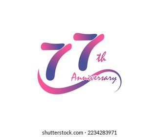 Logotipo de aniversario de 77 años. Diseño de la plantilla del 77º Aniversario para el afiche creativo, volante, folleto, tarjeta de invitación