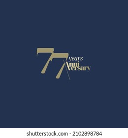 77 years anniversary logotype with modern minimalism style. Vector Template Design Illustration.
