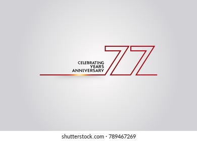 77 Years Anniversary logotype with red colored font numbers made of one connected line, isolated on white background for company celebration event, birthday