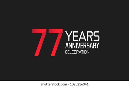 77 years anniversary logotype simple design with red and white color isolated on black background
