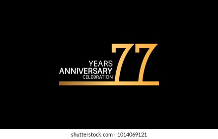 77 years anniversary logotype with single line golden and silver color for celebration 