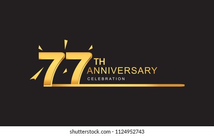 77 years anniversary logotype with single line golden and golden confetti for anniversary celebration

