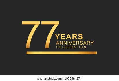 77 years anniversary logotype with under line golden color for anniversary celebration