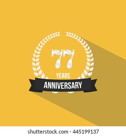 77 Years Anniversary with Low Poly Design and Laurel Ornaments