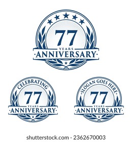 77 years anniversary set. 77th celebration logo collection. Vector and illustration. 
