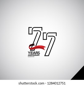 77 years anniversary simple design with red ribbon for celebration