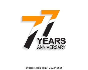 77 years anniversary simple design with white slash in orange and black number for celebration event