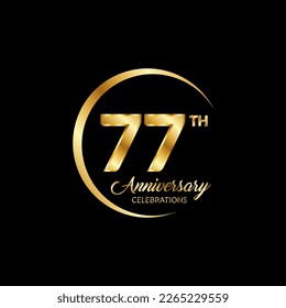 77 years anniversary. Anniversary template design concept with golden number , design for event, invitation card, greeting card, banner, poster, flyer, book cover and print. Vector Eps10