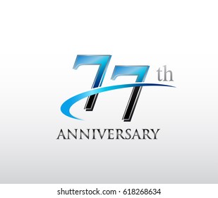 77 years anniversary Template logo with swoosh