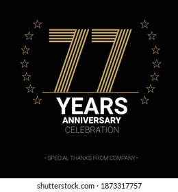 77 years anniversary vector icon, logo. Graphic design element with number and text composition for 77th anniversary.