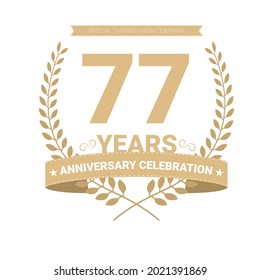 77 years anniversary vector icon, logo. Graphic design element with number and text composition for 77th anniversary