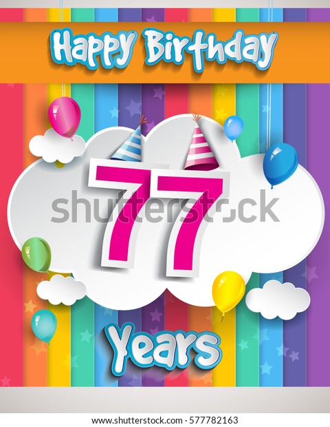 77 Years Birthday Celebration Balloons Clouds Stock Vector (Royalty ...