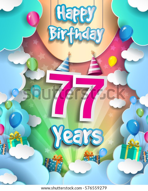 77 Years Birthday Celebration Design Greeting Stock Vector (Royalty ...