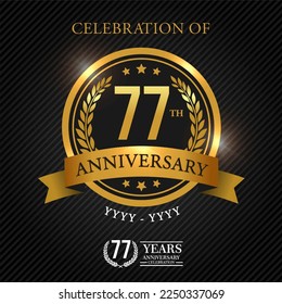 77 years celebration anniversary logo vector isolated on black background