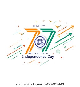 77 Years Freedom Anniversary of India. Happy Independence Day celebration background.