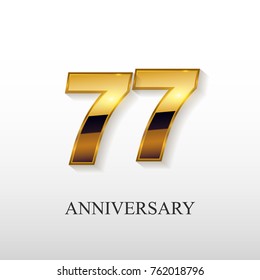 77 Years Golden Anniversary Vector Logo Design Isolated on White Background