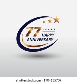 77 years golden happy anniversary logo celebration vector graphic