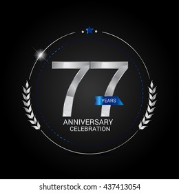 77 Years Silver anniversary logo, low poly design number