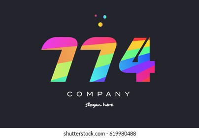 774 creative color green orange blue magenta pink number digit company logo vector icon spectrum
