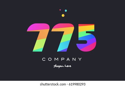 775 creative color green orange blue magenta pink number digit company logo vector icon spectrum
