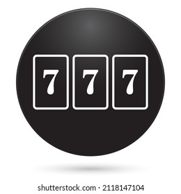 777 icon, black circle button, vector illustration.