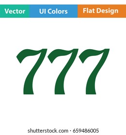 777 icon. Flat color design. Vector illustration.