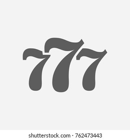 777 icon line. Isolated symbol on casino topic with slot machine, numbers and jackpot meaning lucky 777 icon vector illustration.