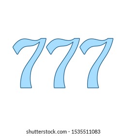 777 Icono. Línea Delgada Con Diseño De Relleno Azul. Ilustración vectorial.