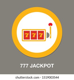 777 Jackpot Icon, Vector Casino Gambling, Machine Slot