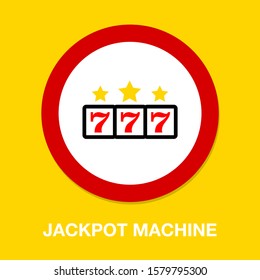 777 Jackpot Icon, Vector Casino Gambling, Machine Slot