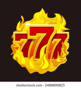 777 logo design elements symbol. Fire casino concept. Hot 777.