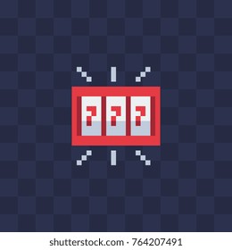 777 slot machine. Flat style icon. Casino vegas game. Pixel art style. Isolated vector illustration.