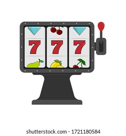 777 slot machine. Simple flat design isolated on white background