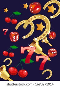 777 slots 3d element isolated on white background with place for text casino object 777 icons gold coins red button play