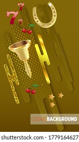 777 slots 3d element isolated on white background with place for text casino object 777 icons gold coins red button play